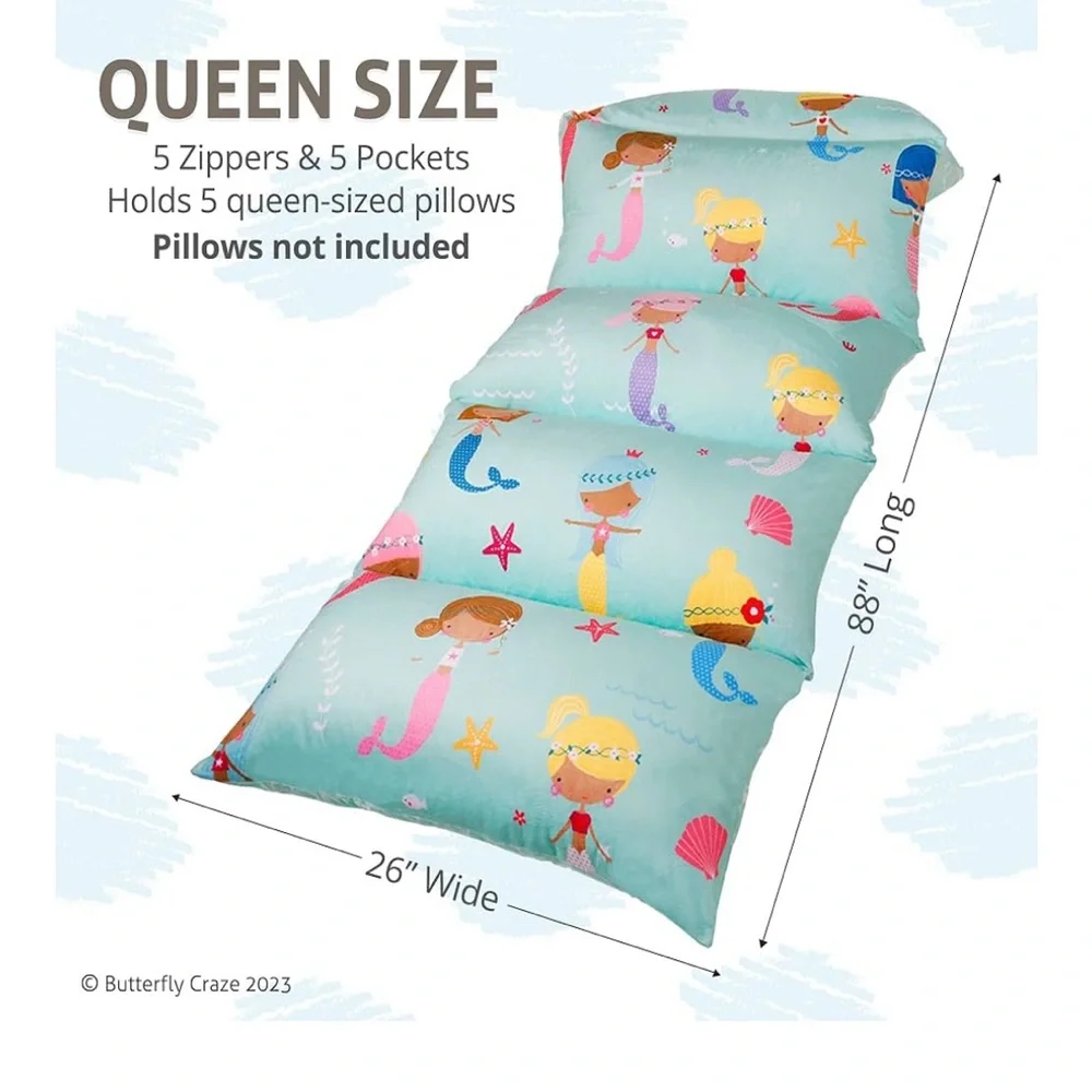 Pillow Bed Floor Lounger Cover - Aqua Mermaid